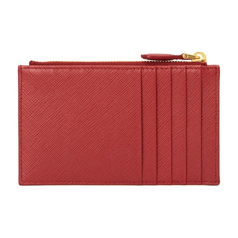 PRADA Leather Wallets Card Holders Women's Red-1