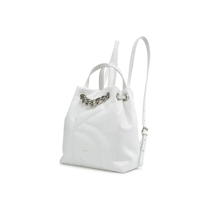 ROSA.K Cow Leather Backpack Medium Size Women's Black/White-7