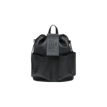 FENDI Calfskin Backpack Medium Size Men's Black