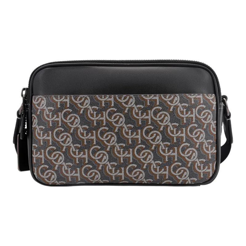 COACH Graham PVC Cow Leather Patchwork Camera Bag Shoulder Bag Crossbody Bag Medium Size Unisex Gray & Black-3