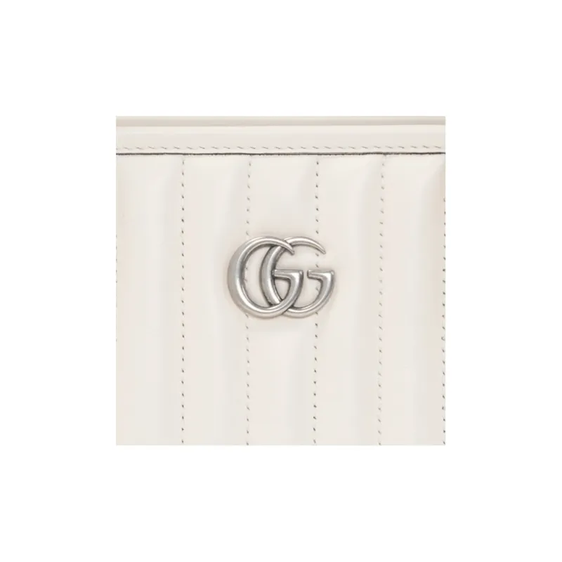 GUCCI GG Marmont Leather Shoulder Bag, Crossbody Bag Small Size Women's White-4