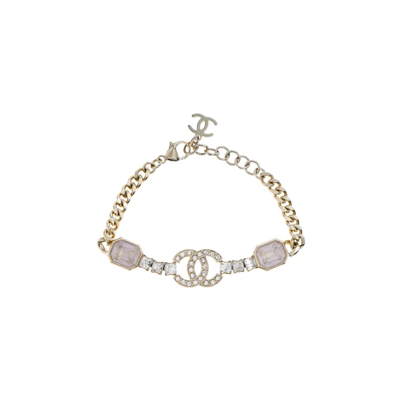 CHANEL Pink Crystal Metal Bracelets Women's-0
