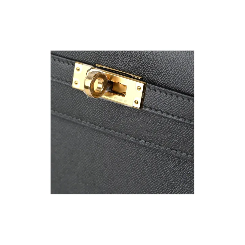 HERMES Kelly Madame Leather Kelly Bag Handbags Regular Women's 88 Graphite Graphite Gray-8