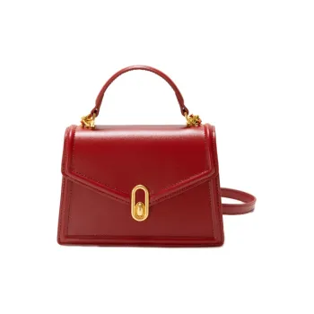 GXFMOD Cow Leather Wedding Bag Small Square Bag Evening Party Bag Crossbody Bag Handbag Medium Size Women's Red