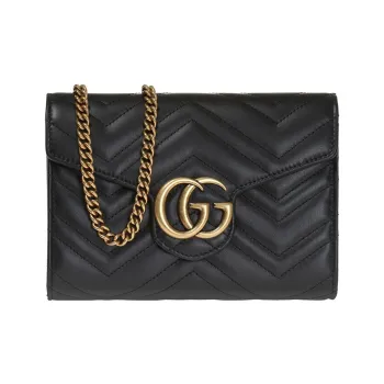 GUCCI GG Marmont Quilting Leather Envelope Bag Crossbody Bag Shoulder Bag Women's Black