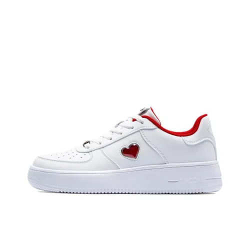 QIAODAN Skateboard Shoes Women's Low Top White/Red