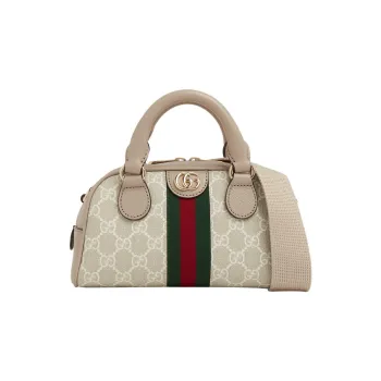GUCCI Ophidia Canvas With Leather Shoulder Bag Crossbody Bag Handbag Mini Women's Beige