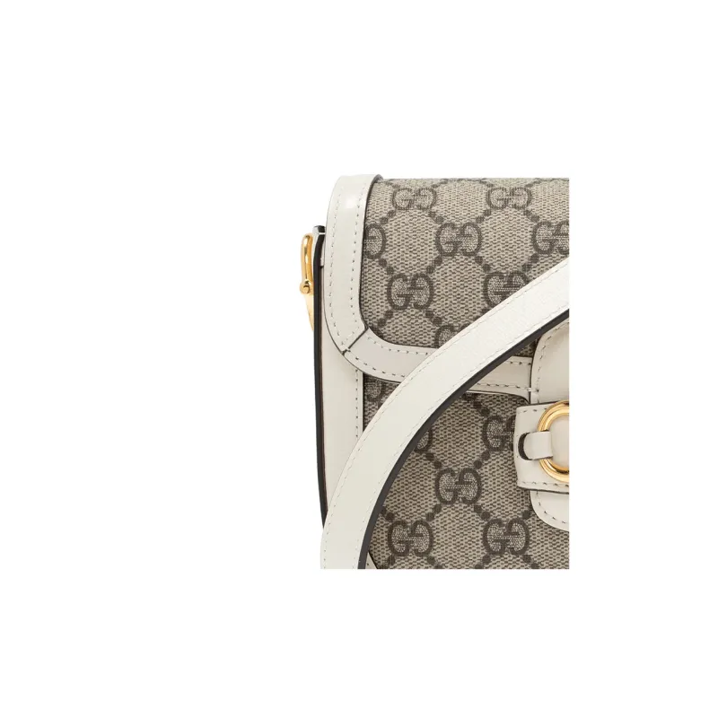 GUCCI Horsebit 1955 Mini Bag Beige/White-7