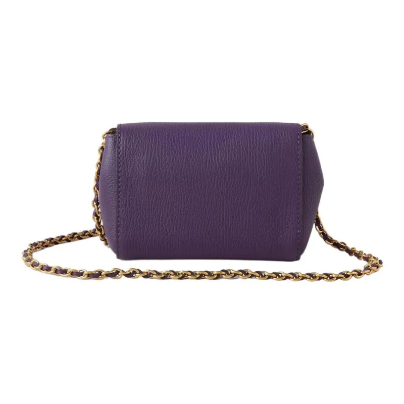 Mulberry Lily Cow Leather Messenger Bag, Crossbody Bag, Shoulder Bag Mini Women's Purple-2