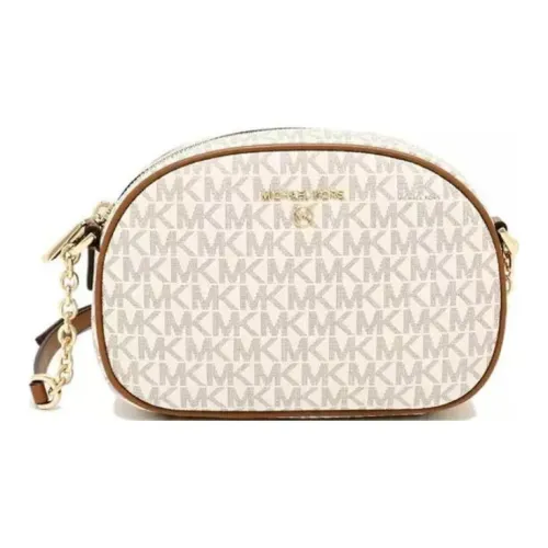 MICHAEL KORS Jet Set Canvas Blended Cotton Shoulder Bag Crossbody Bag Small Size Women's Vanilla White