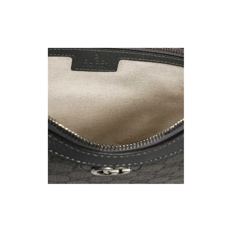 GUCCI Ophidia Canvas With Leather Trim Crossbody Bag Shoulder Bag Men's Gray-4