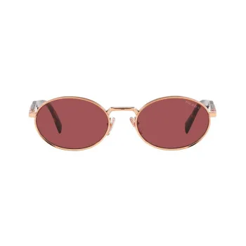PRADA Logo-engraved Oval-frame Tinted Sunglasses
