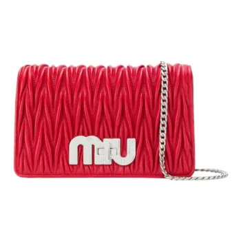 MIU MIU Leather Crossbody Bag Shoulder Bag Women's Red
