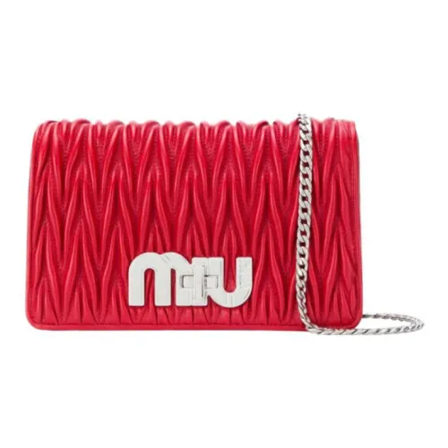 MIU MIU Leather Crossbody Bag Shoulder Bag Women's Red