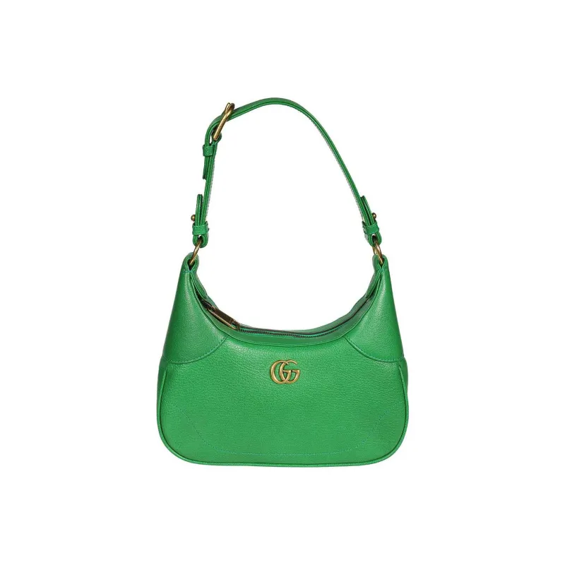 GUCCI Aphrodite Leather New Moon Shoulder Bag, Chain Bag, Handbag, Shoulder Bag Small Size Women's Green-0