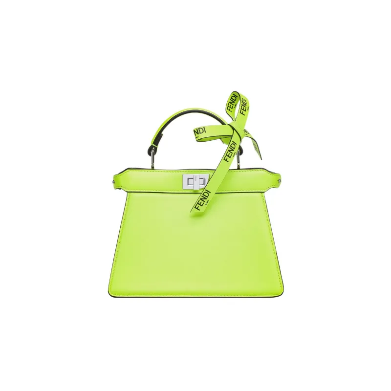 FENDI Peekaboo ISeeU Lambskin Shoulder Bag Crossbody Bag Handbag Extra Small Women's Neon Yellow-0
