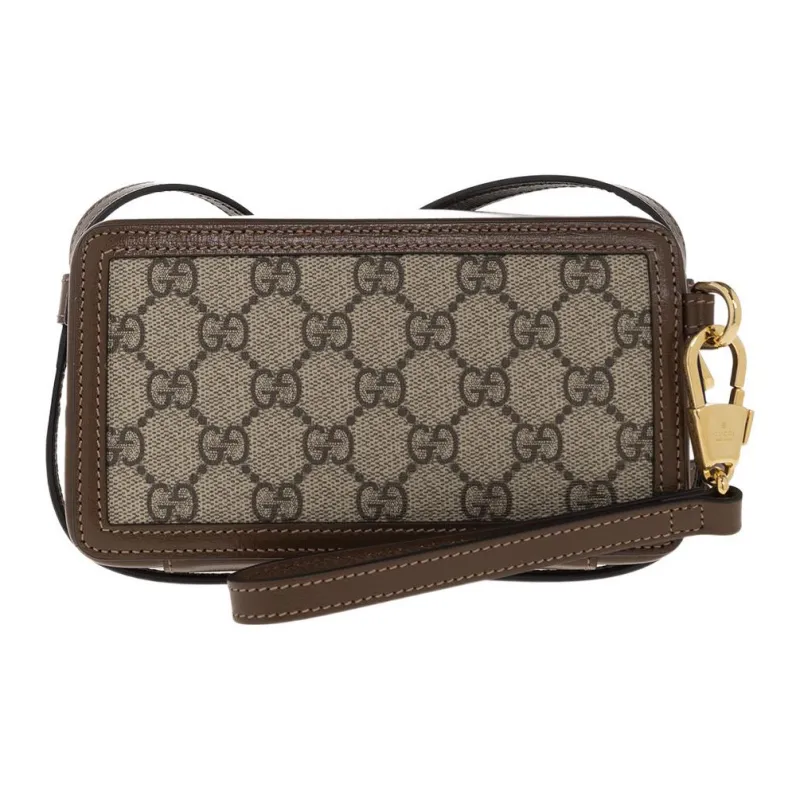 GUCCI Canvas With Leather Box Bag, Shoulder Bag, Crossbody Bag Mini Unisex Ebony/Brown-2
