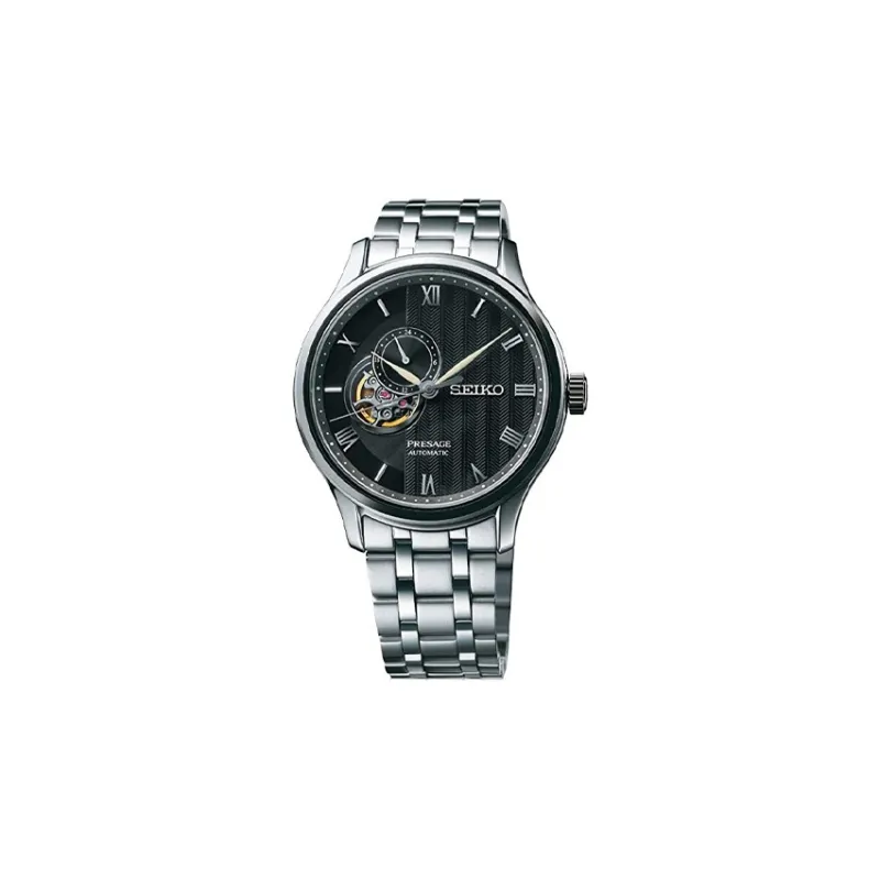 SEIKO Presage Series Mechanical Movement Stainless Steel Strap Watch Men's Watches Black Dial-1