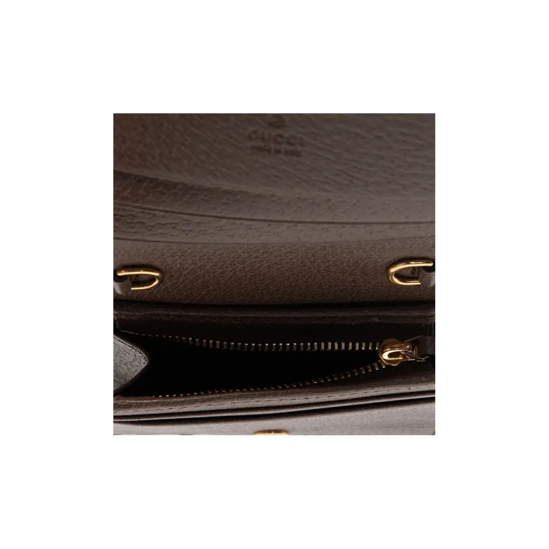 GUCCI Ophidia Leather Card Holder Shoulder Bag, Crossbody Bag Women's Ebony/Brown-3