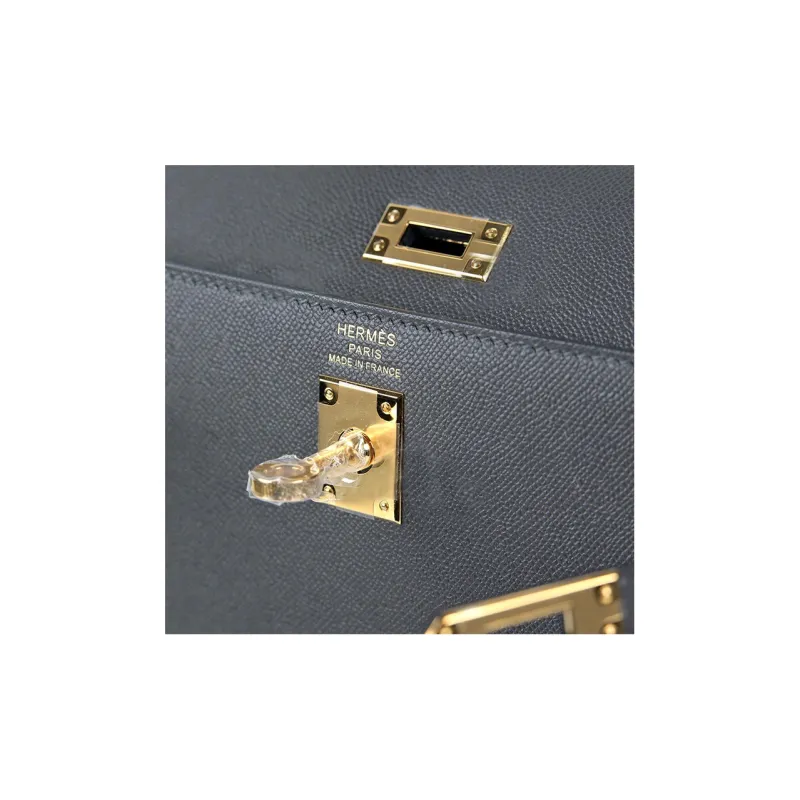 HERMES Kelly Madame Leather Kelly Bag Handbags Regular Women's 88 Graphite Graphite Gray-4
