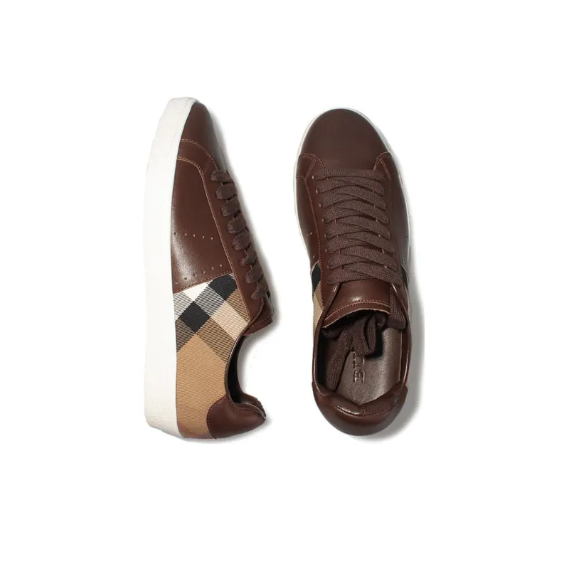 Burberry Low Top Skateboard Shoes Men's Brown-2