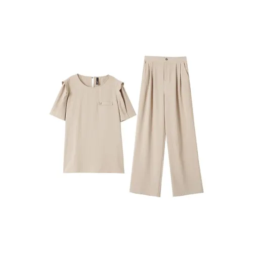 OUNIXUE Casual Suits Women's Dark Khaki