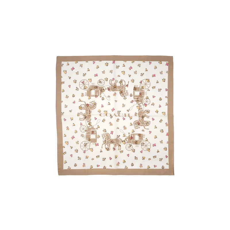 COACH Silk Silk Scarves Women's Apricot-1