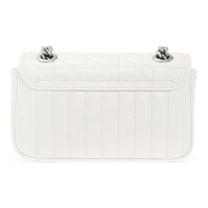 GUCCI GG Marmont Quilting Leather Shoulder Bag Crossbody Bag Mini Women's White-2