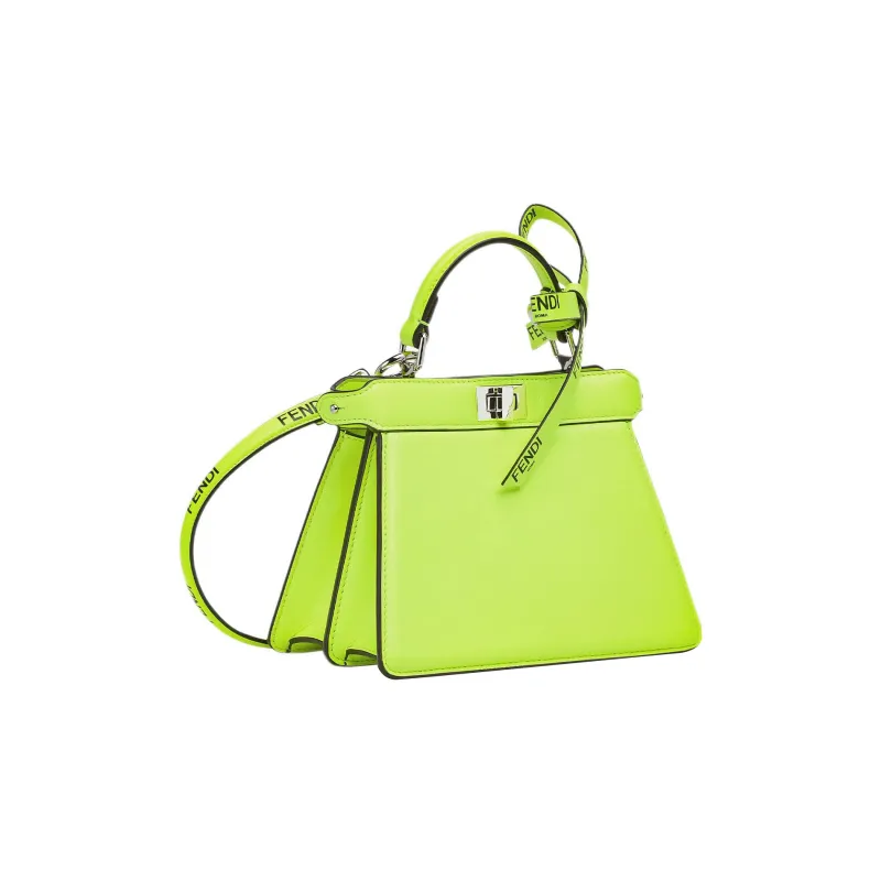 FENDI Peekaboo ISeeU Lambskin Shoulder Bag Crossbody Bag Handbag Extra Small Women's Neon Yellow-1