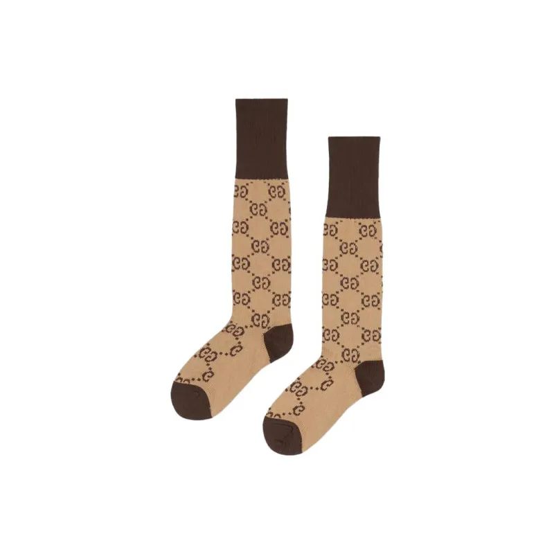 GUCCI SS23 Knee-High Socks Men's 1 Pack Brown-0