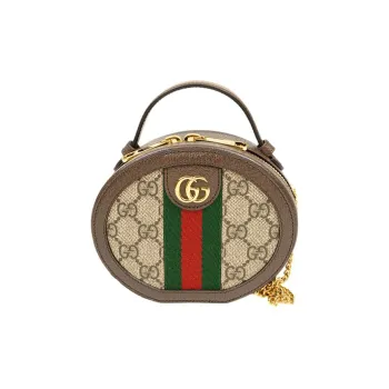 GUCCI Ophidia Canvas With Leather Handbag Shoulder Bag Crossbody Bag Mini Women's Brown
