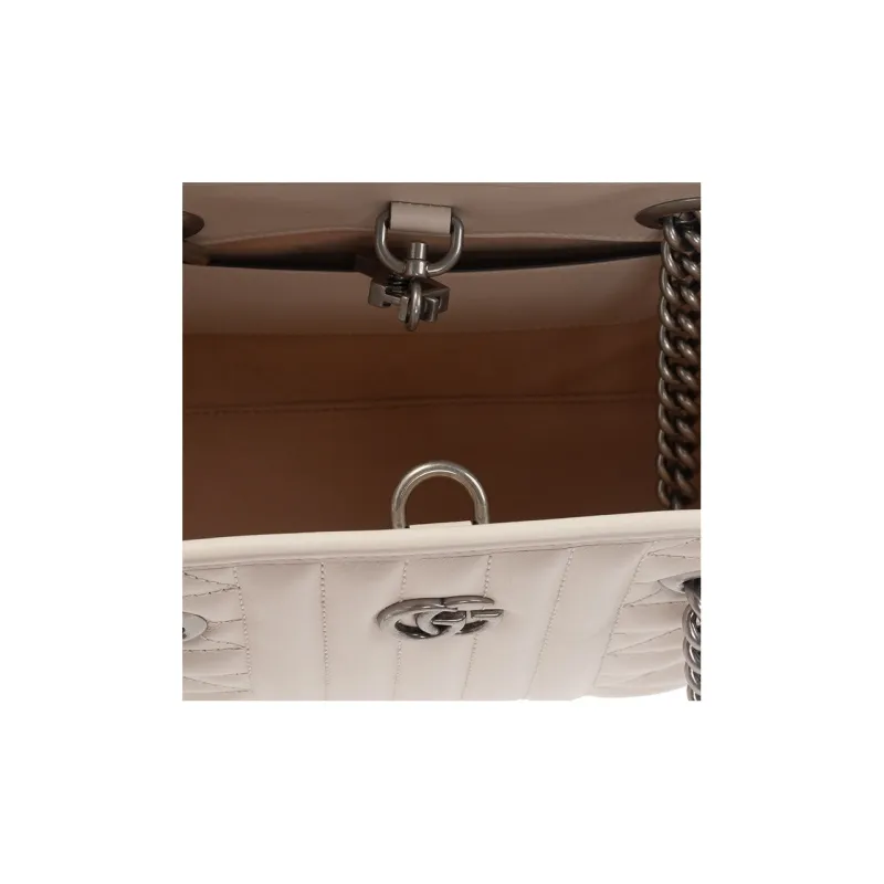 GUCCI GG Marmont Leather Shoulder Bag, Crossbody Bag Small Size Women's White-3