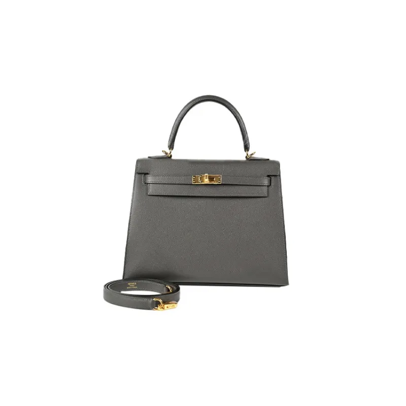 HERMES Kelly Madame Leather Kelly Bag Handbags Regular Women's 88 Graphite Graphite Gray-2