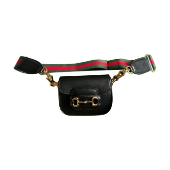 GUCCI Horsebit 1955 Leather Shoulder Strap Wallet Shoulder Bag Crossbody Bag Mini Women's Black