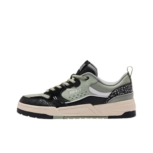 QIAODAN Get Rich Every Day Slip Resistant Cushioning Low Top Skateboard Shoes Men's Green Gray