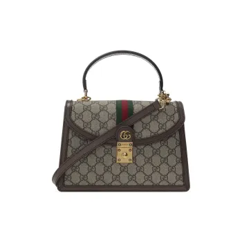 GUCCI Ophidia Canvas With Leather Shoulder Bag Crossbody Bag Handbag Small Size Women's Ebony/Brown