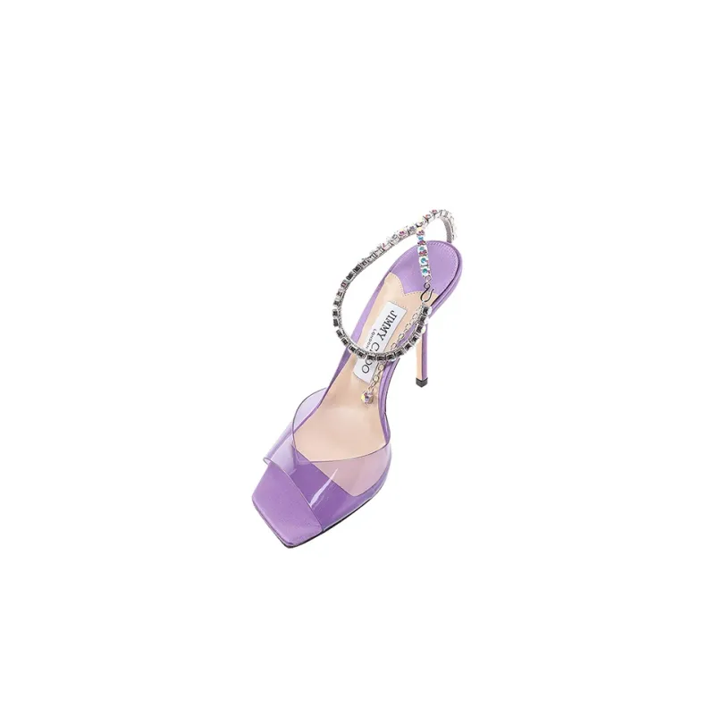 Jimmy Choo Saeda One-Strap Sandals 10cm Women's Purple-4