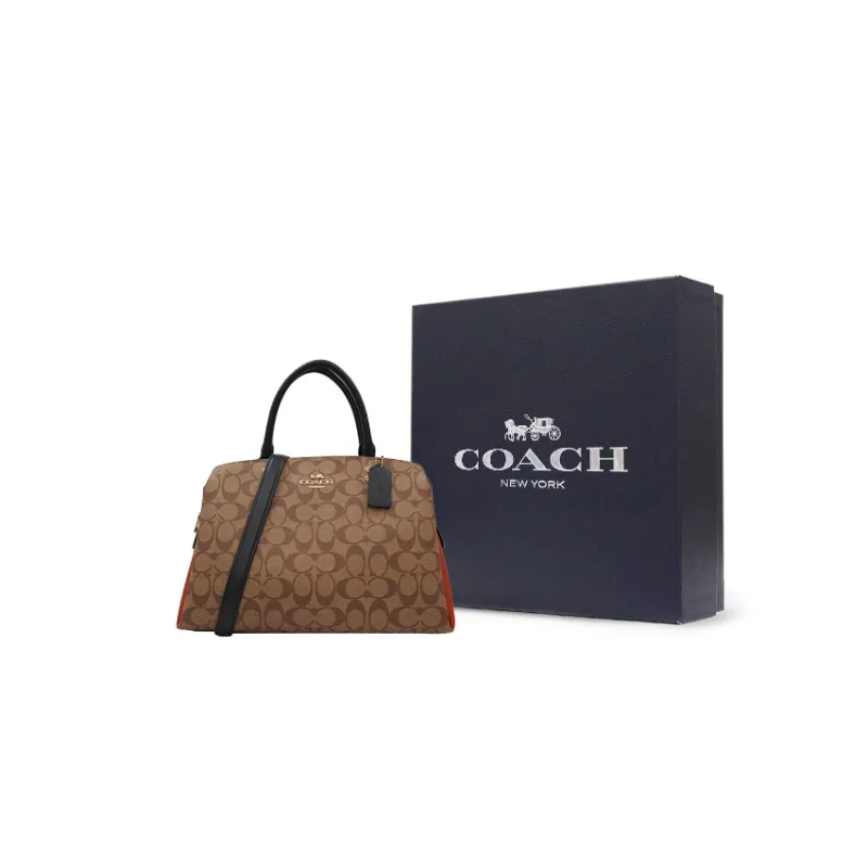 COACH PVC Crossbody Handbags Large Size Women's Khaki Color Blocking-7