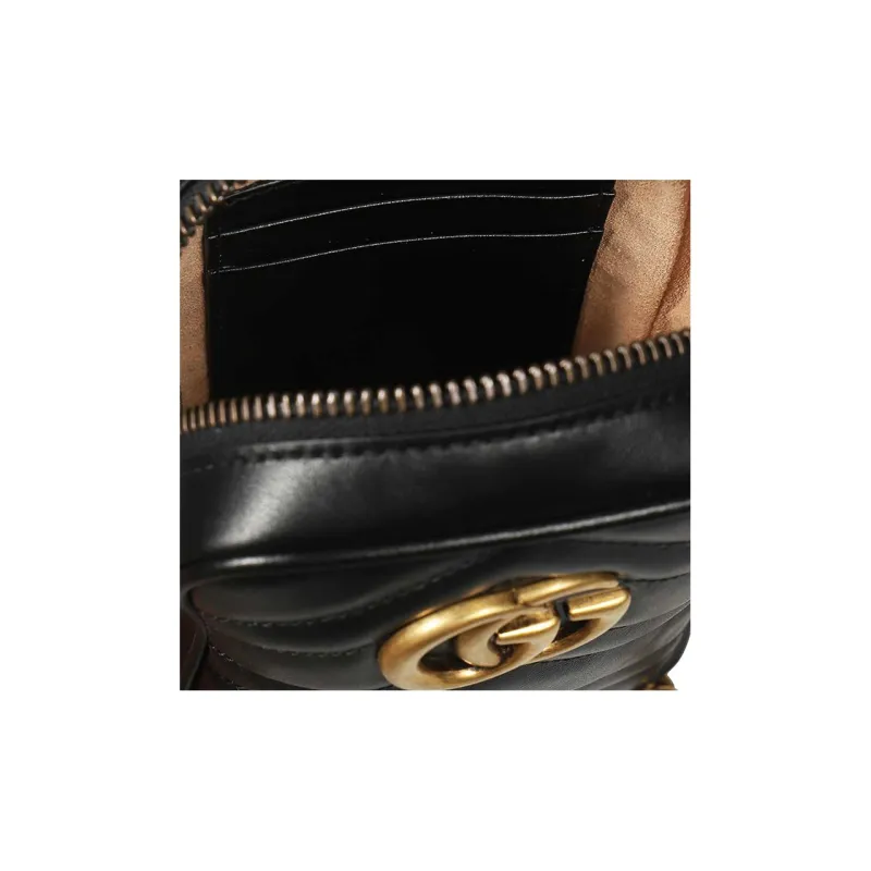 GUCCI Leather Cell Phone Pouch Crossbody Bag Shoulder Bag Women's Black-3