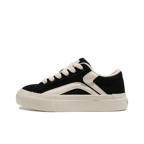 TUOPIN Skateboard Shoes Men Low-Top Black/White