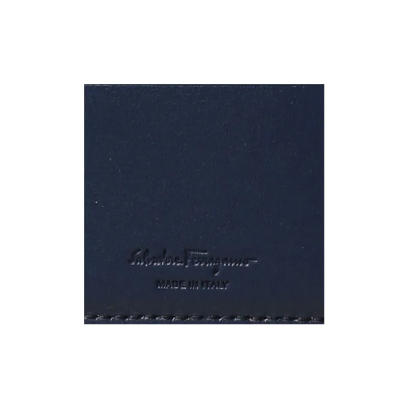 FERRAGAMO Calfskin Business Card Holder Wallet Card Holder Men's Dark Blue-4