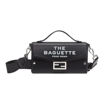 FENDI Marc Jacobs Collaboration Baguette Calfskin Shoulder Bag, Crossbody Bag, Handbag Regular Men's Black