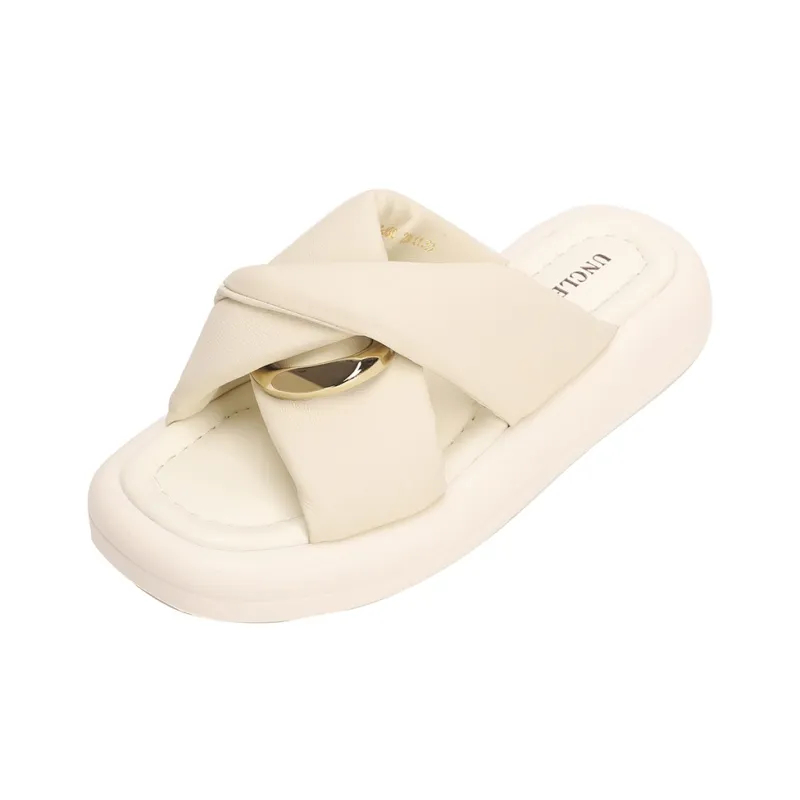 WUDASHU Slide Slippers Women's Ecru/Black-0