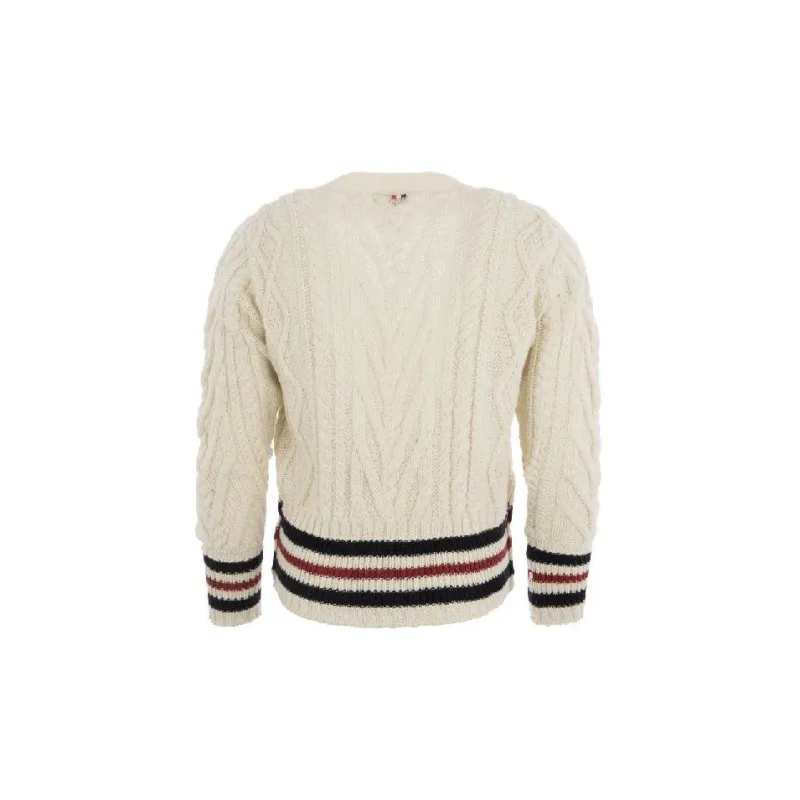 THOM BROWNE RWB-Stripe Cable-knit Cardigan-1