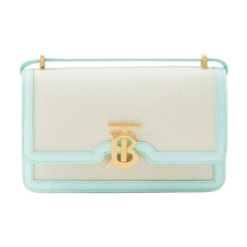 Burberry Canvas With Leather Shoulder Bag Crossbody Bag Mini Women's Natural/Cool Mint