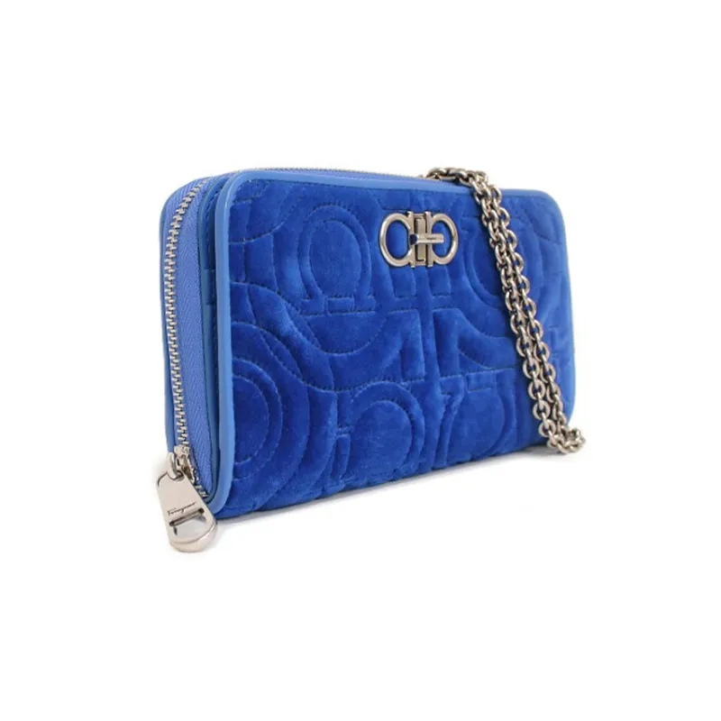 FERRAGAMO Velvet Crossbody Bag, Shoulder Bag Women's Royal Blue-1