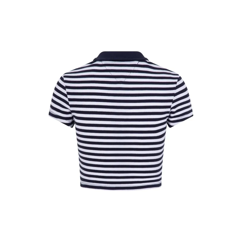 Tommy Hilfiger Polo Shirts Women's Dark Blue White Stripes C87-1