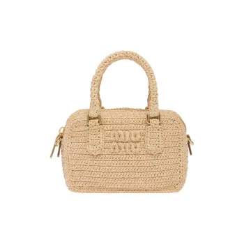 MIU MIU Wicker Shoulder Bag, Crossbody Bag, Handbag Regular Women's Beige