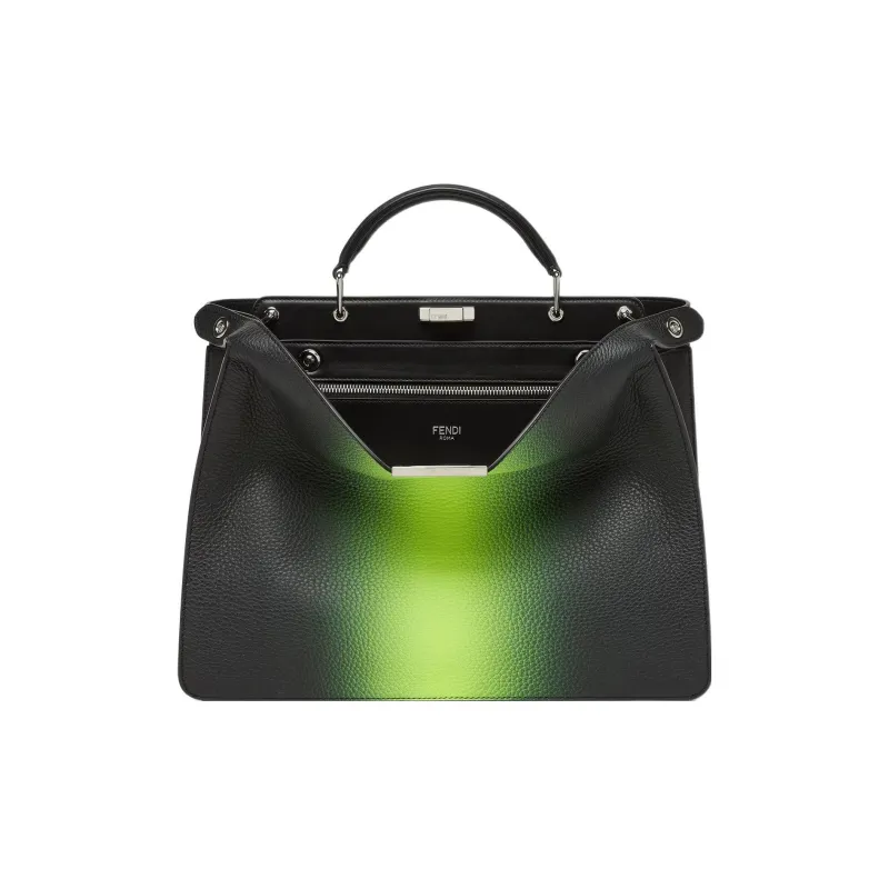 FENDI Peekaboo ISeeU Calfskin Shoulder Bag Crossbody Bag Handbag Medium Size Men's Neon Yellow Gradient Black-1