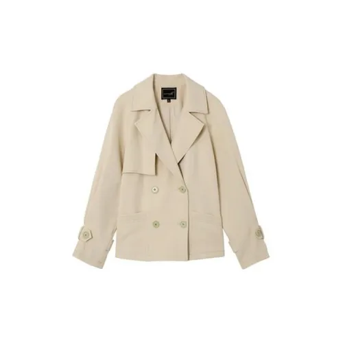 OUNIXUE Trench Coats Women's Light Khaki